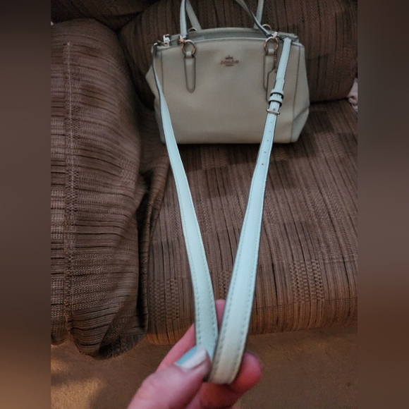 Coach Mint Green Crossgrain Leather Small Christie Satchel Shoulder Bag (F33637) - Picture 6 of 15